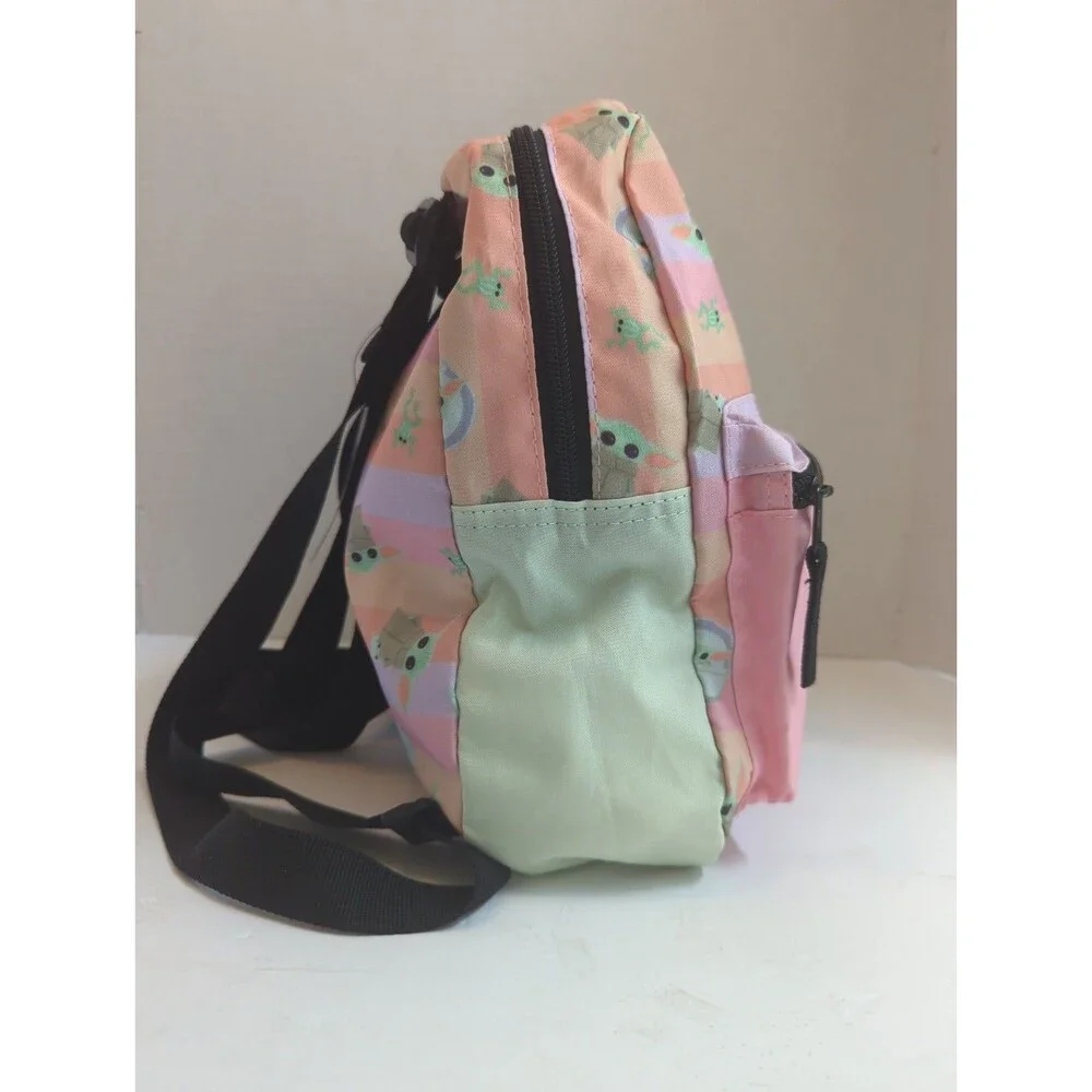 STAR WARS GROGU Pink Kids Backpack Cartoon Zip Casual Mandalorian Design. 